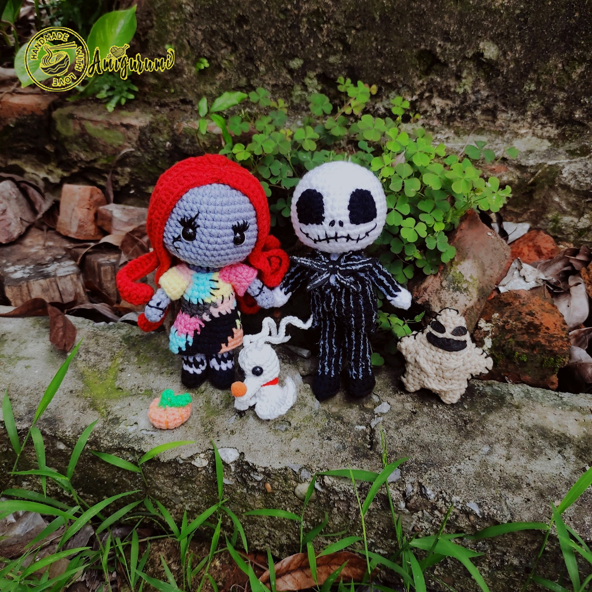 Fanmade Jack Skellington and Sally Crochet Doll, Nightmare Before Christmas Amigurumi Doll, Jack Inspired Plush Doll,Sally,Zero,Oogie boogie