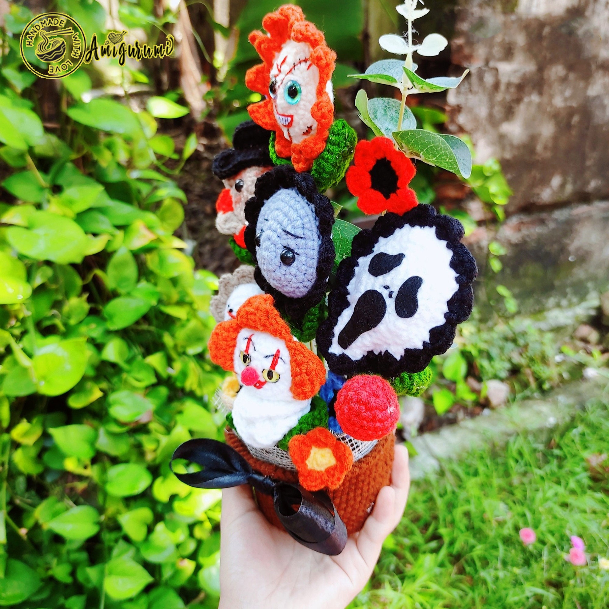 Fanmade Custom Bouquet Of Horrors Movie Characters Plushies Doll Amigurumi, Horrors Movie Plush,Horrors Movie Crochet,Horrors Movie Plushies